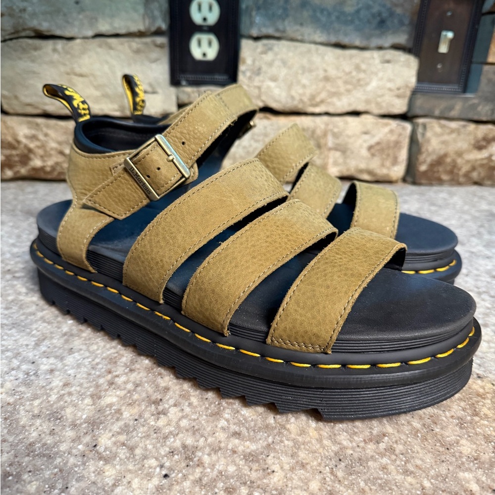 Dr. Martens Tan Leather Platform Strappy Sandals - Picture 2 of 7